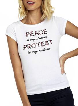 T-Shirt Naf Naf Paz Branco Para Mulher