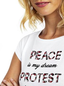 T-Shirt Naf Naf Paz Branco Para Mulher