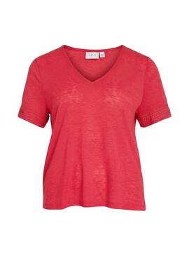 Camiseta Vila Viensa coral para mulher