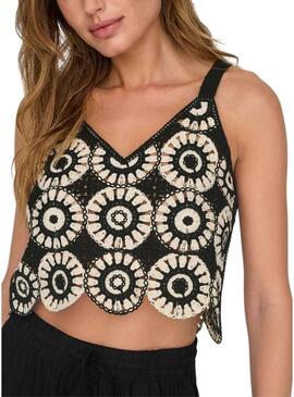 Top Only preto e branco Yvonne para mulher.