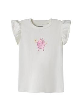 Camiseta Name It Flittaz branca para menina.