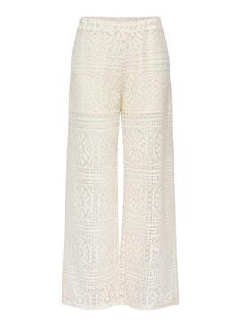 Calça branca de renda Only Llian para mulher.