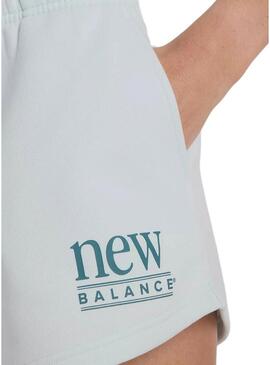 Shorts New Balance Fleece turquesa para mulher