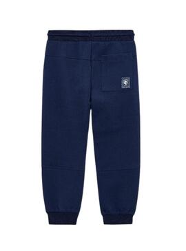Calça jogger azul marinho com zíperes para menino.