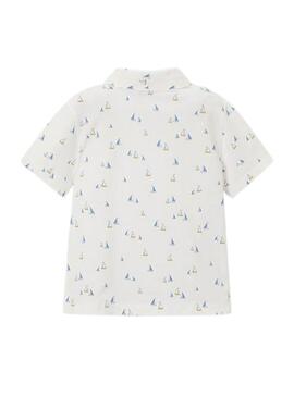 Polo estampado de barcos branco para criança.