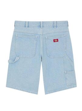 Calças de carpinteiro Dickies Bermuda em denim claro para homem.