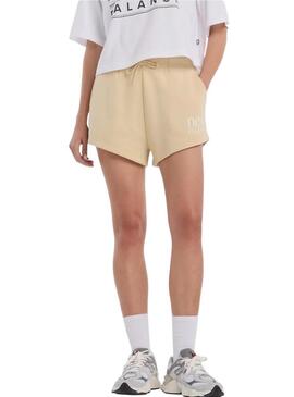 Calções New Balance Fleece camel para mulher