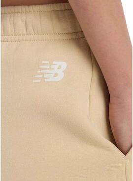 Calções New Balance Fleece camel para mulher