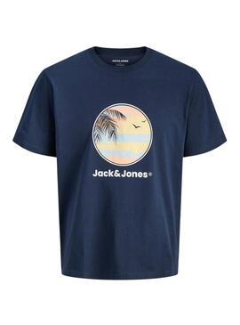 Camiseta Jack and Jones Perry azul marinho para criança.
