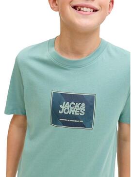 Camiseta Jack and Jones Rain verde para criança.