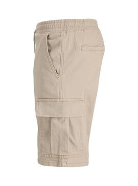 Bermudas Jack and Jones Cole carga bege para homem.