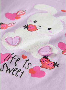 Camiseta Name It Deppa malva para menina.