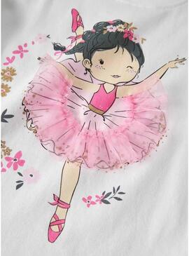 Camiseta Name It Deppa branca para menina.