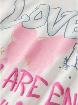 Camiseta Name It Fosiaz Love branca para menina.