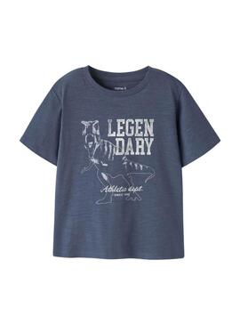 Camiseta Name It Feath azul para menino.