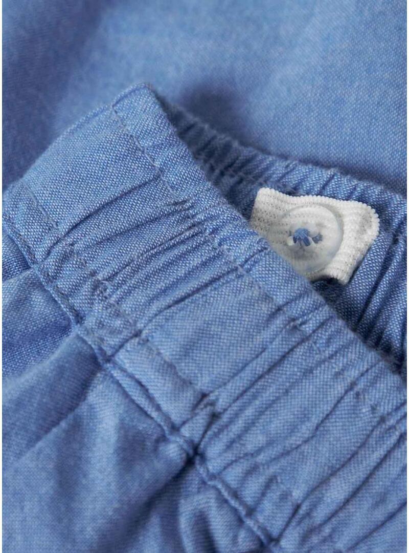 Shorts Nome It Ferma bordado inglês azul para menina