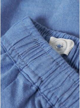 Shorts Nome It Ferma bordado inglês azul para menina