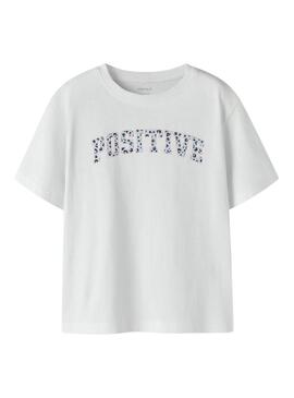 Camiseta Name It Fahiraz branca para menina.