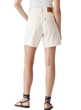 Bermudas Levis High Baggy branco para mulheres