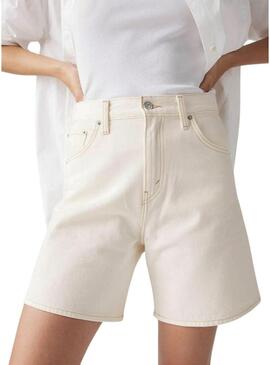 Bermudas Levis High Baggy branco para mulheres