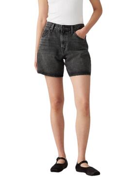 Bermuda Levis High Baggy preta para mulher.