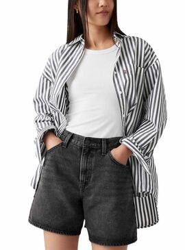 Bermuda Levis High Baggy preta para mulher.