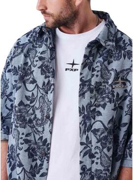 Camisa Project x Paris Jacquard azul para homem.