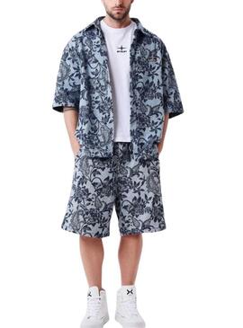 Camisa Project x Paris Jacquard azul para homem.