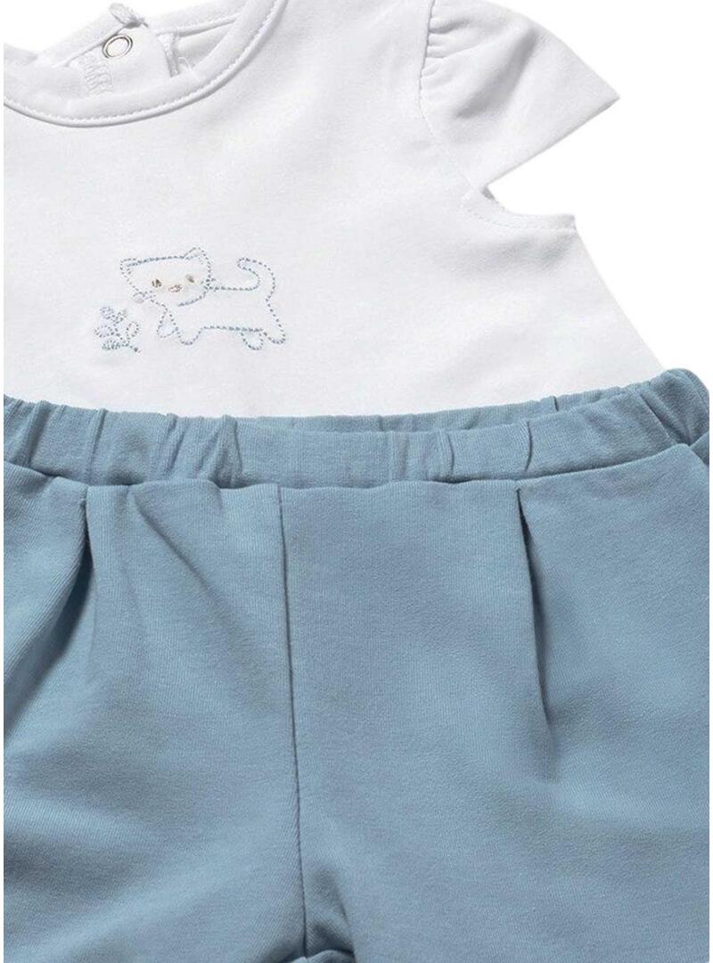 Conjunto de 3 peças floral azul para bebê.