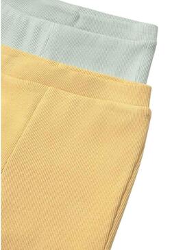 Pack 2 calças Mayoral caneladas mostarda e verde água para bebê
