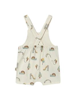 Regata curta estampada parques marfim para bebê.