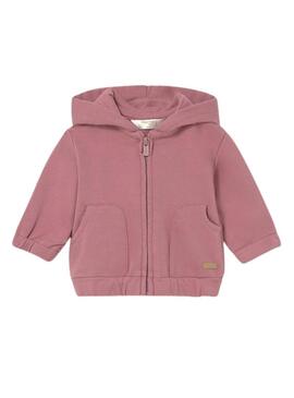 Moletom com capuz Mayoral rosa empoeirado para bebê.