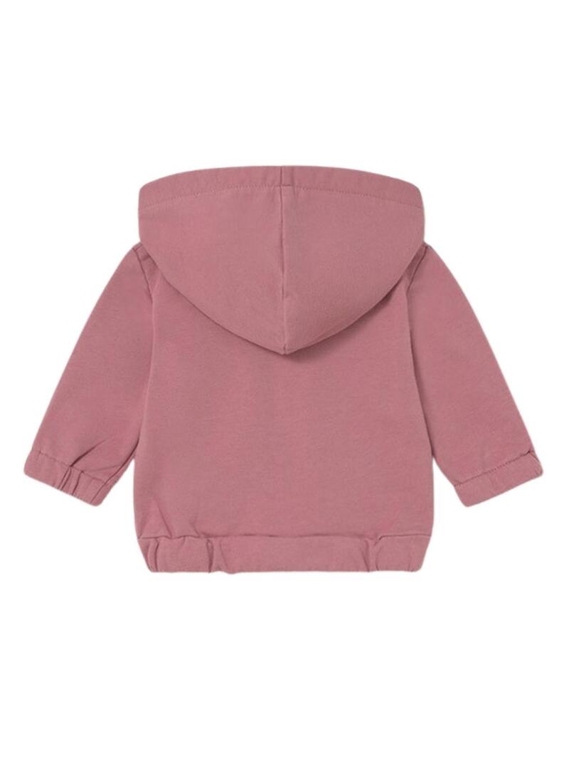 Moletom com capuz Mayoral rosa empoeirado para bebê.