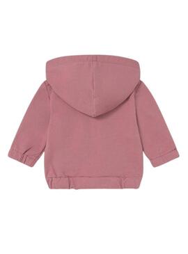 Moletom com capuz Mayoral rosa empoeirado para bebê.