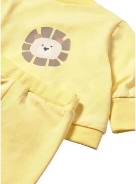 Conjunto de 3 peças Mayoral estampado safari amarelo para bebê.