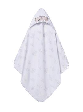 Roupa de banho Mayoral com capuz de ursos branco para bebê.