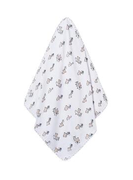 Roupa de banho Mayoral com capuz de ursos branco para bebê.