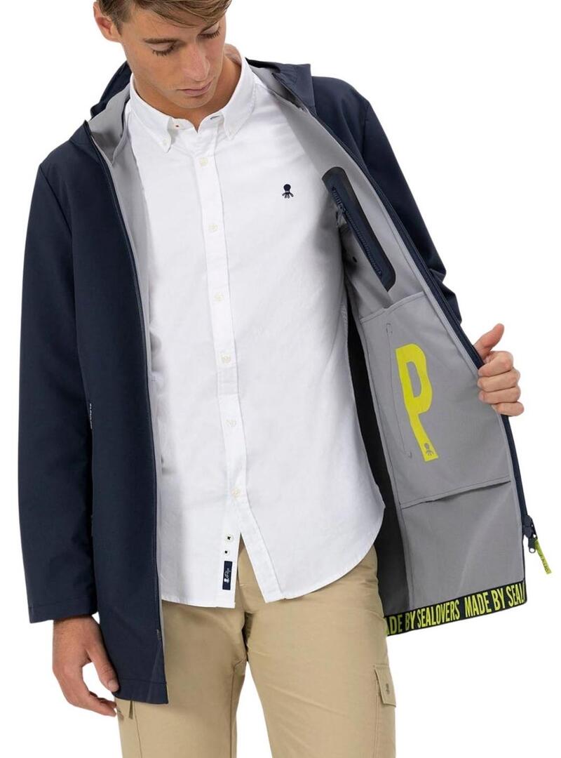 Parka O Polvo impermeável azul marinho para homem.