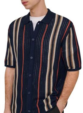 Polo Only and Sons Leon azul marino para homem.