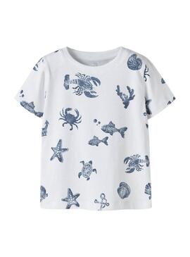 Camiseta Name It Fille estampada branca para menina