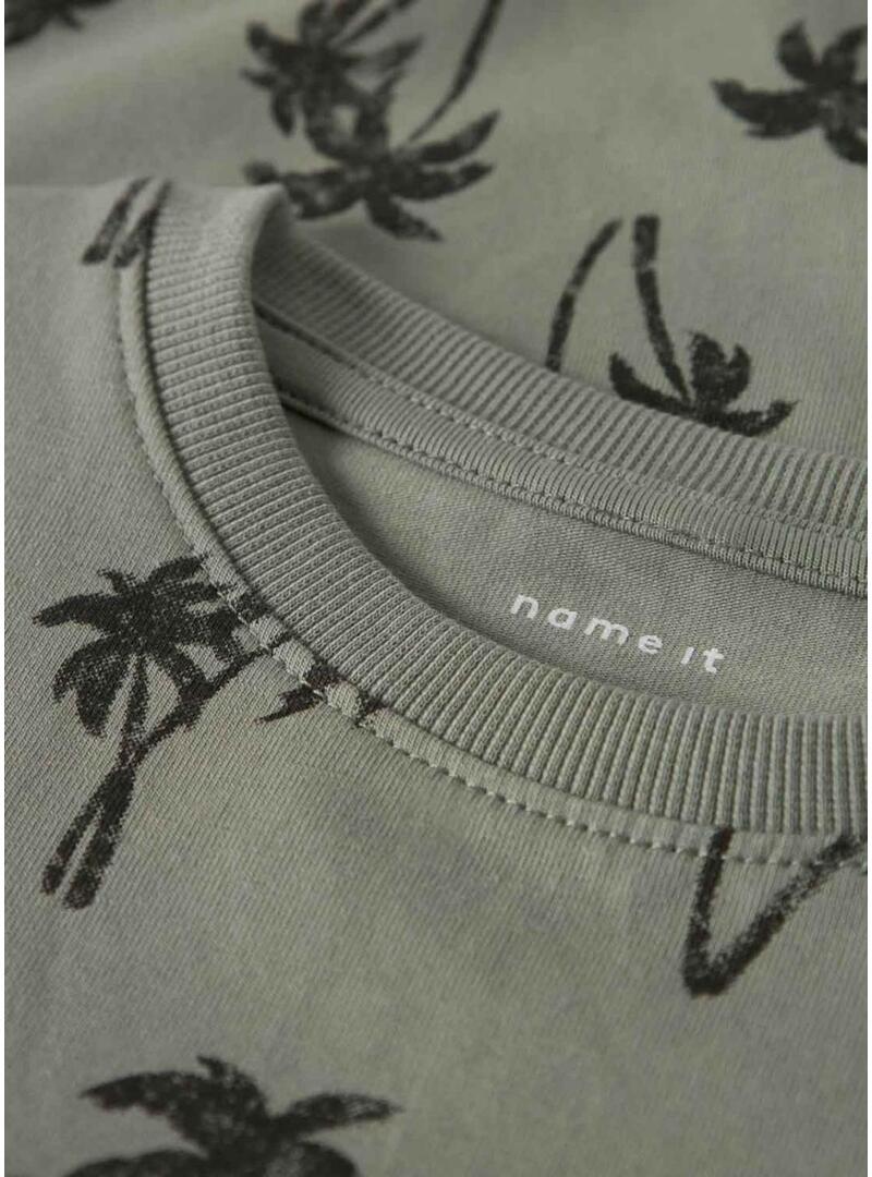 Camiseta Name It Fille com estampa de palmeiras verde para menino