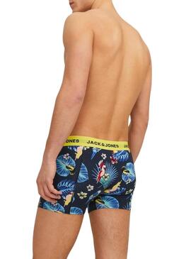 Caixa de cuecas Jack and Jones Flower Bird para homem