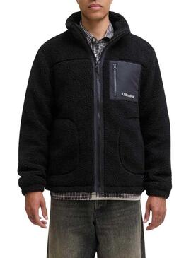 Jaqueta Jack and Jones Soho teddy preta para homem.