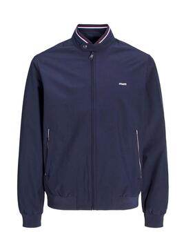 Jaqueta bomber azul da marca Jack and Jones para homem.