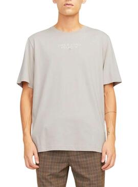 Camiseta Jack and Jones Bluarchie cinza para homem.