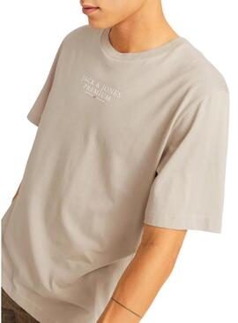 Camiseta Jack and Jones Bluarchie cinza para homem.