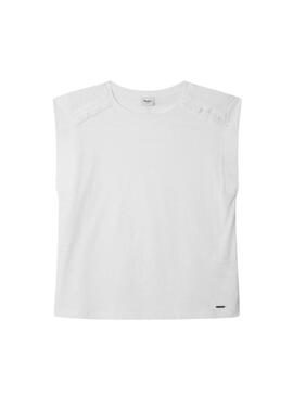 Camiseta Pepe Jeans Gelu branca para menina.