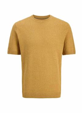 Camiseta Jack and Jones Bluriley mostaza para homem.