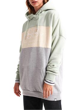 Sweat Superdry Colour Block Cinza Mulher