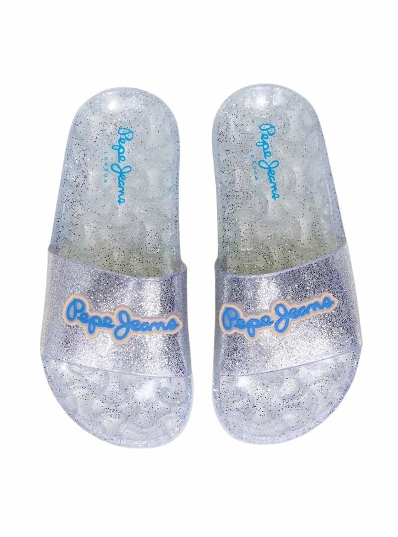 Chinelos Pepe Jeans Wave Pop com glitter para menina